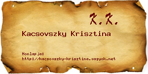 Kacsovszky Krisztina névjegykártya